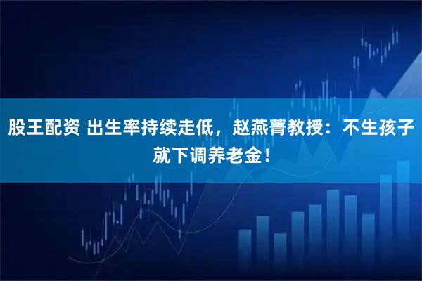 股王配资 出生率持续走低,赵燕菁教授:不生孩子就下调养老金!